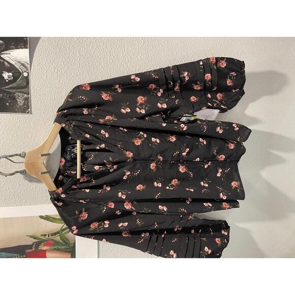 Tops - Chic Black Floral Blouse by 1.STATE - Medium